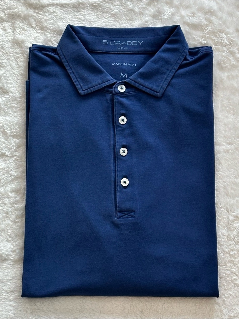 B. Draddy Jack Long Sleeve Golf Polo Blue Mens Medium M Quaker Ridge GC 1916